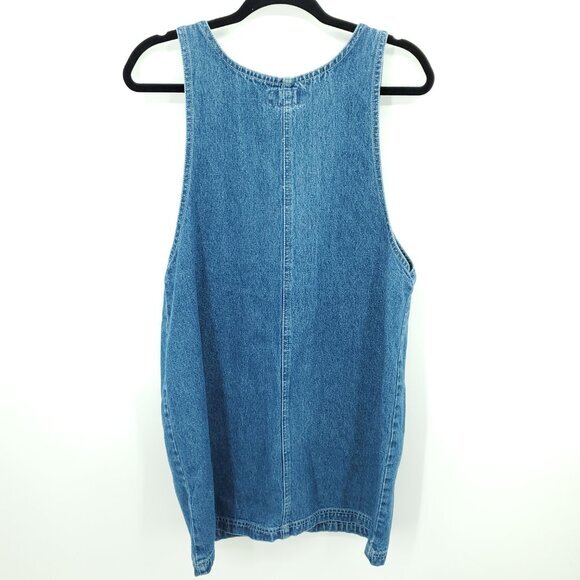 Vintage Amilano Collection Denim Jumper Dress M Zip Up Cargo Pockets Pockets - Picture 2 of 12